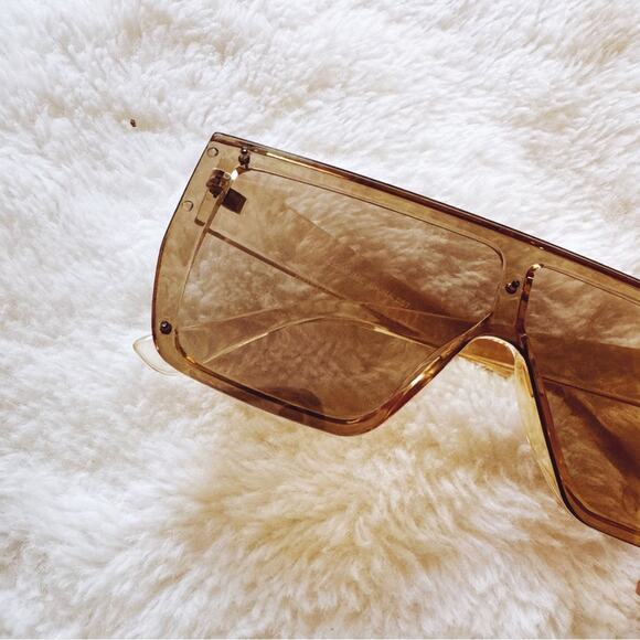 Greta Clear Yellow Oversized Statement Sunglasses - Picture 2 of 9